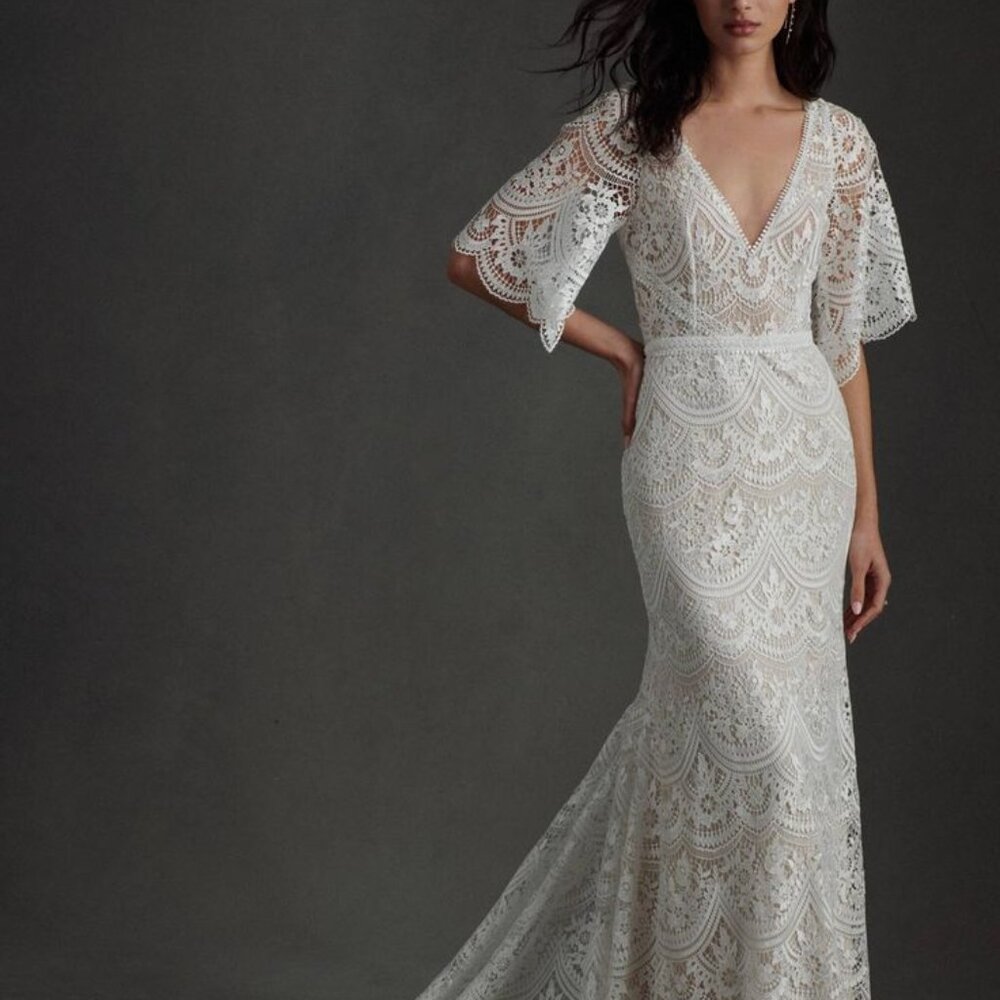 Anthropologie Rish Haleh Flutter Sleeve Lace Wedd… - image 1